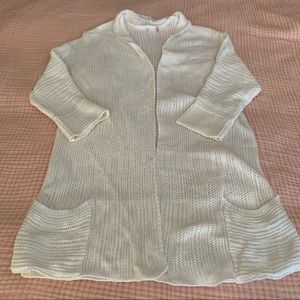 Ladies White Open Faced Cardigan Sweater S
